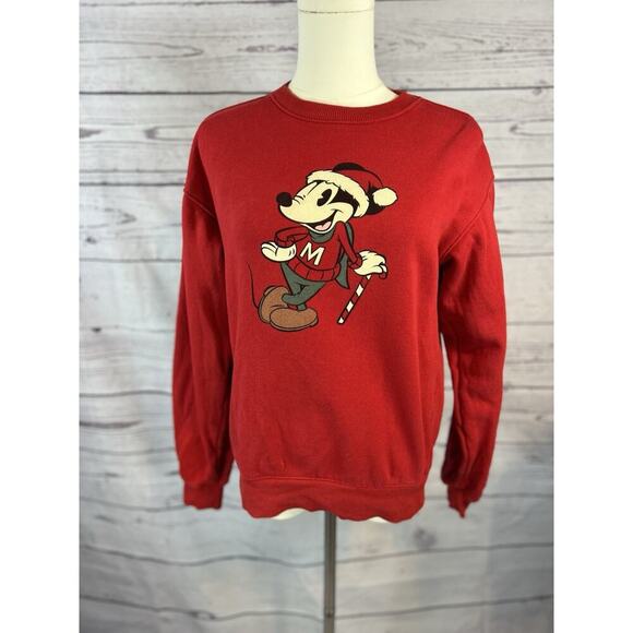 Holiday Tops - Disney Parks Mickey Mouse Christmas Holiday Red Crewneck Sweatshirt Adult XS